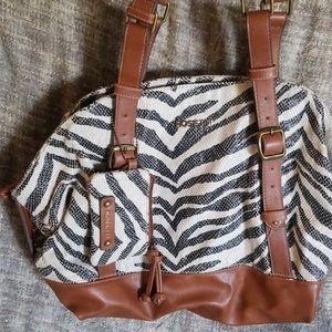 Zebra striped purse handbag tote